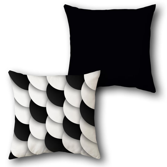 Scale Pattern Black-White Cushion (Front & Back)