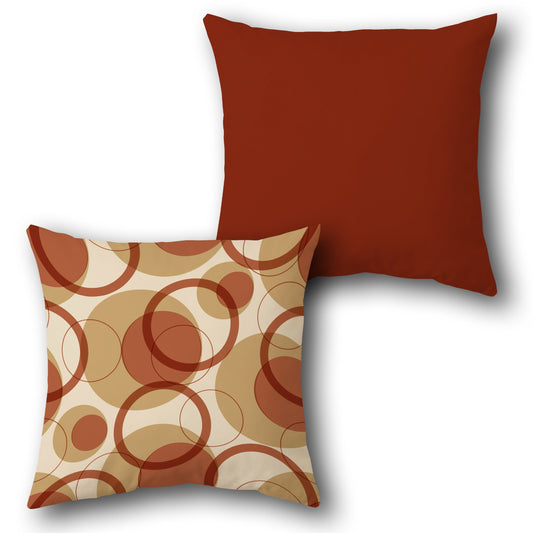 Retro Circle Beige-Maroon Cushion (Front & Back)
