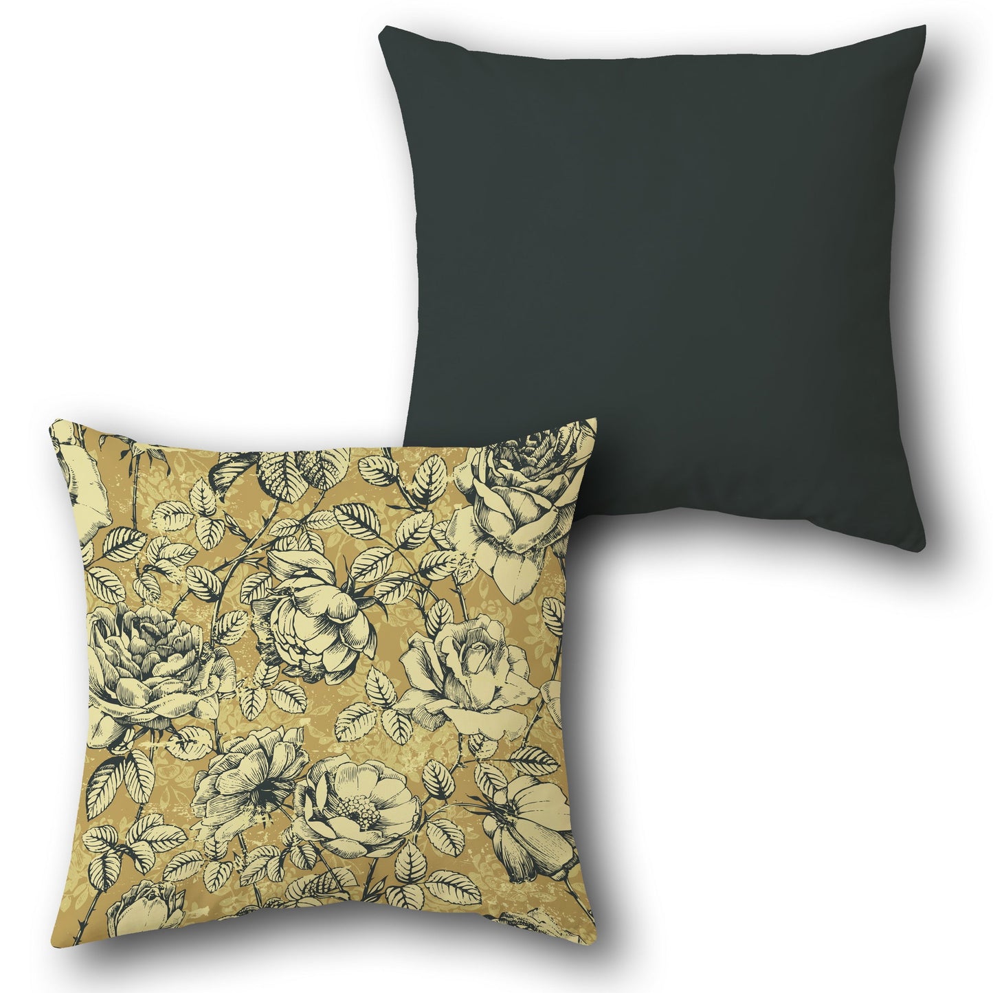 Floral Gold-Black Cushion (Front & Back)
