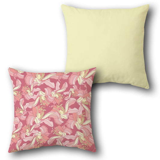 Lily Floral Pink-Yellow Cushion (Front & Back)