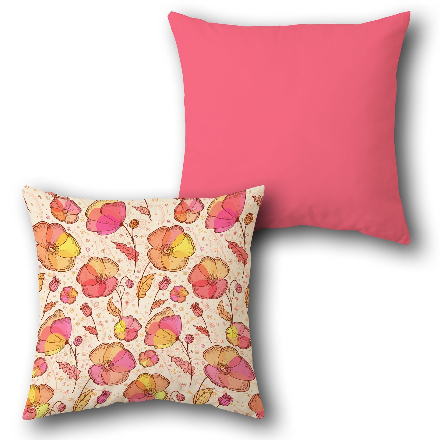 Poppy Floral Pink-Cream Cushion (Front & Back)