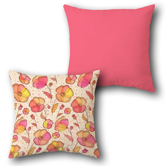 Poppy Floral Pink-Cream Cushion (Front & Back)