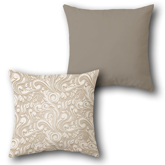 Swirl Pattern Beige-Taupe Cushion (Front & Back)
