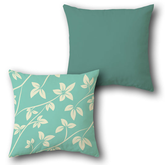 Teal Floral Vine Cushion (Front & Back)