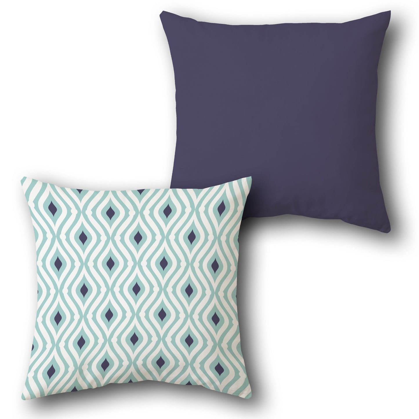 Navy Blue Wave Pattern Cushion (Front & Back)