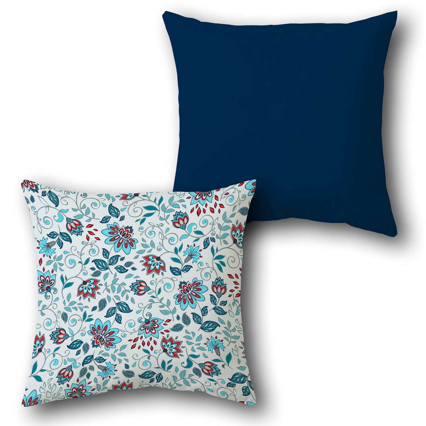 Navy Blue Floral Paisley Cushion (Front & Back)