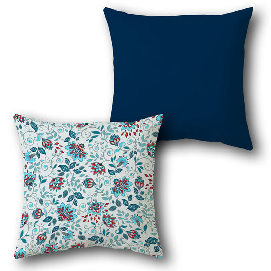 Navy Blue Floral Paisley Cushion (Front & Back)