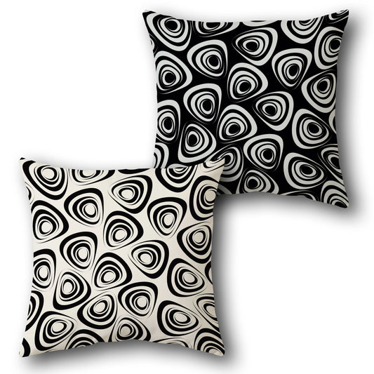 Black and White Swirl Cushion (Front & Back)