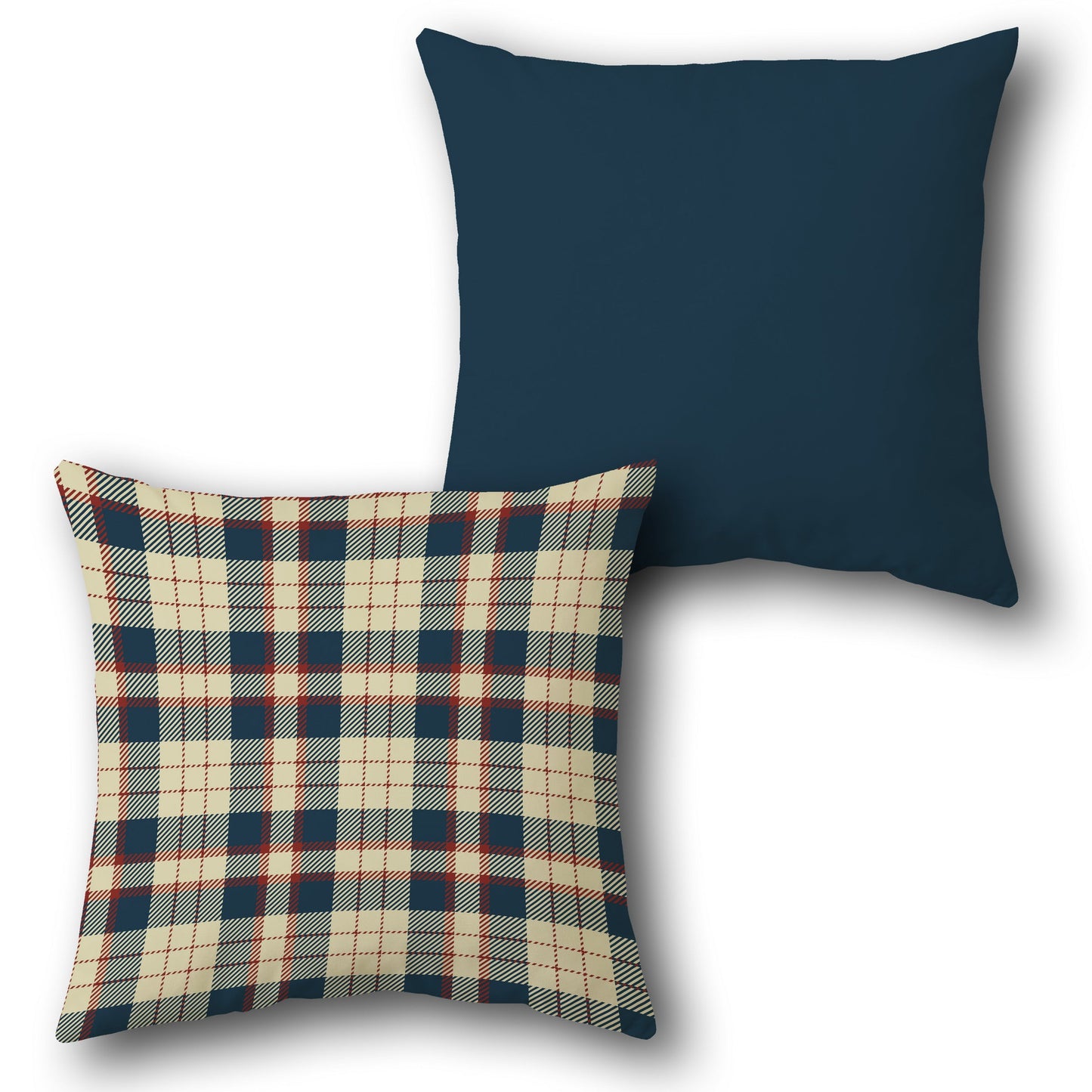 Navy Blue Plaid Cushion (Front & Back)