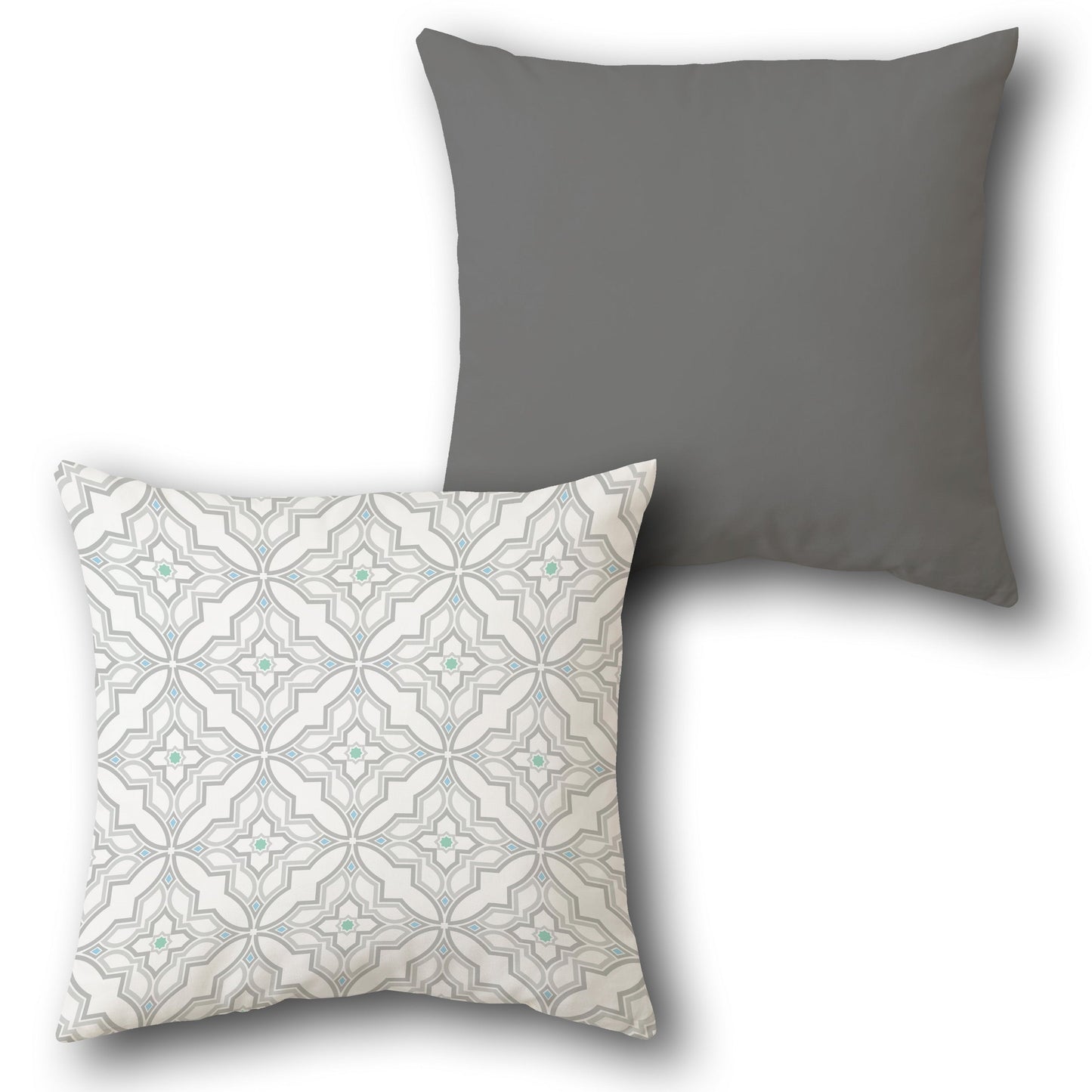 Slate Grey Geometric Lattice Cushion (Front & Back)