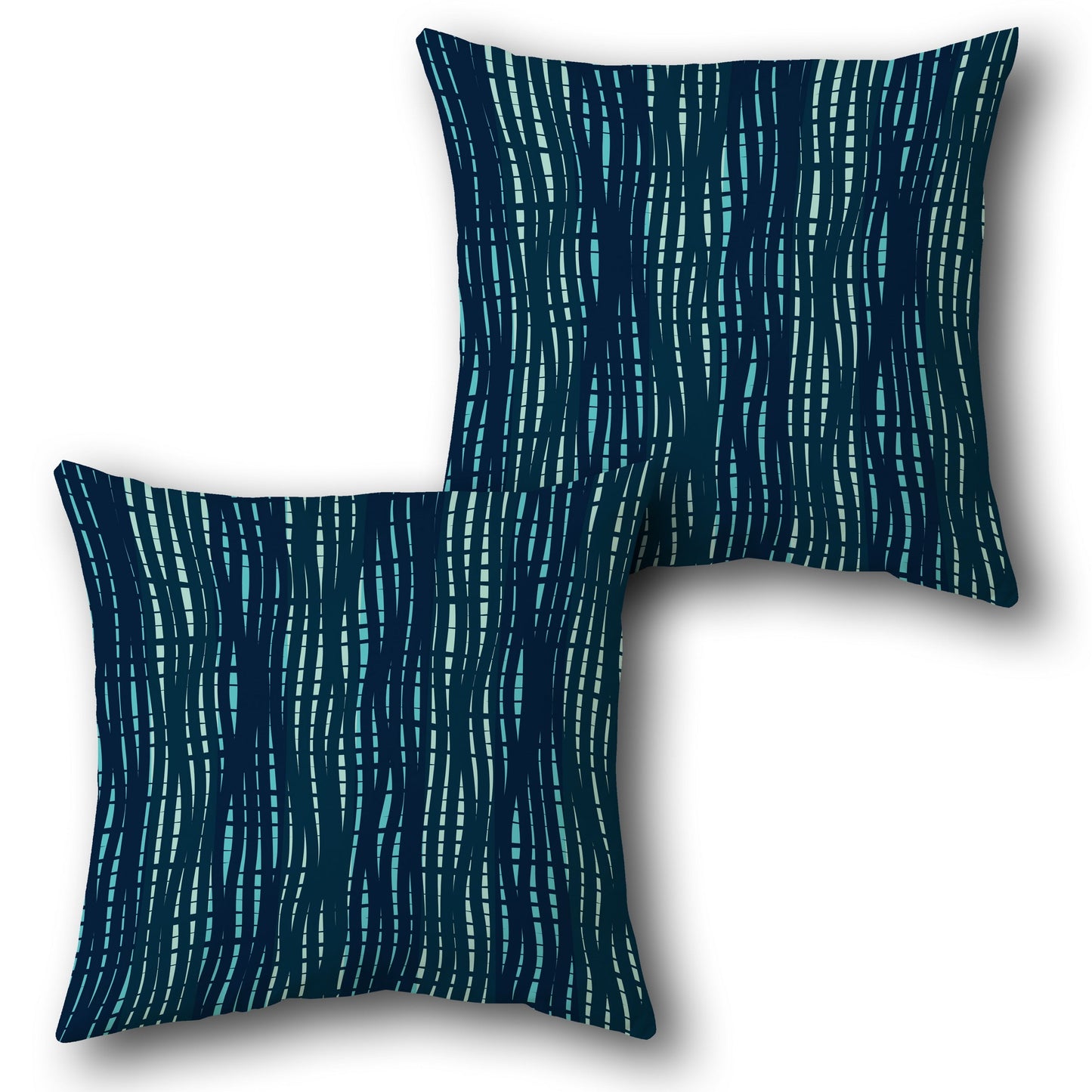 Navy Blue Wavy Stripe Cushion (Front & Back)