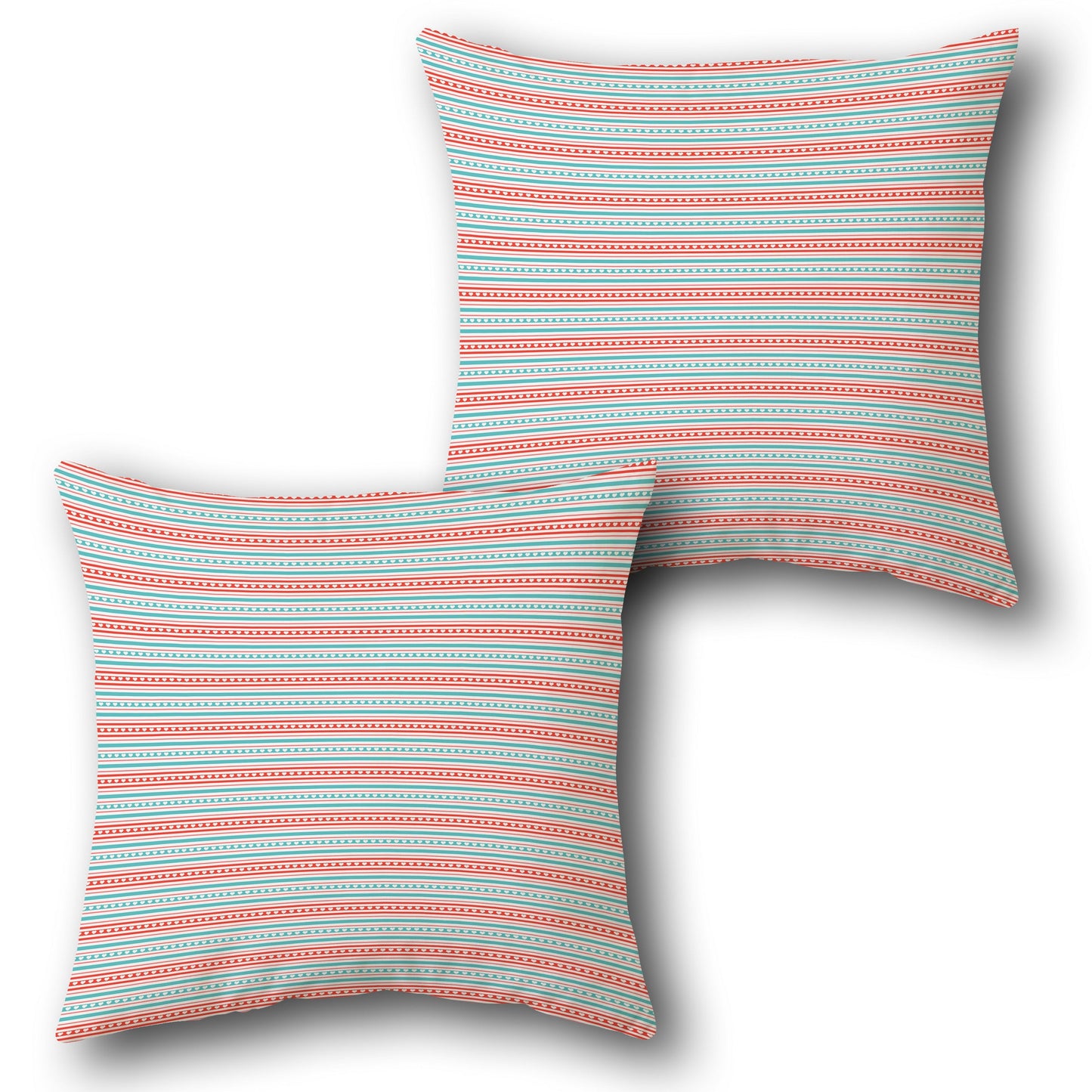 Teal and Coral Striped Cushion (Front & Back)