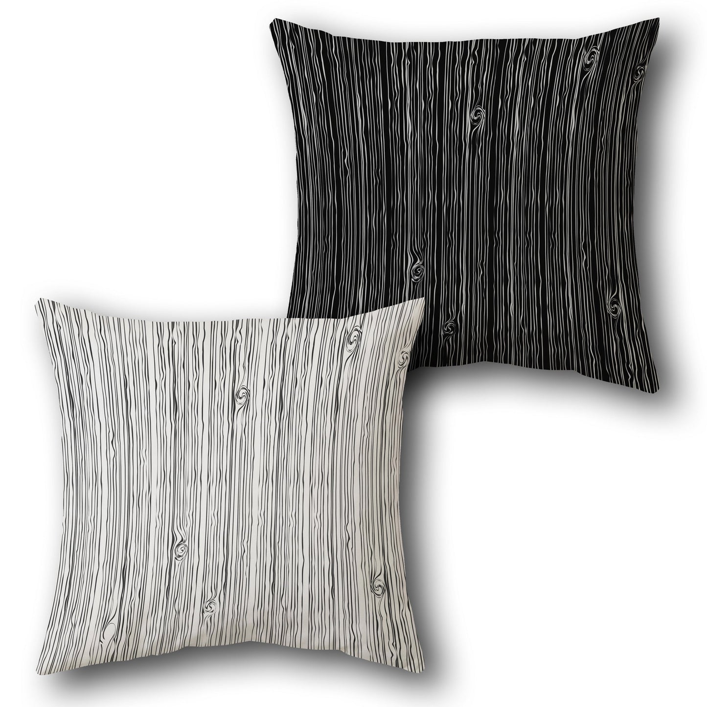 Black and White Wood Grain Cushion (Front & Back)