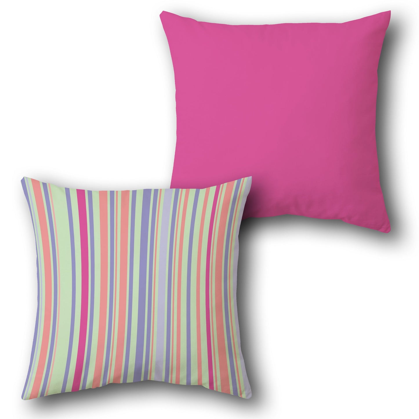Pink-Green Striped Harmony Cushion (Front & Back)