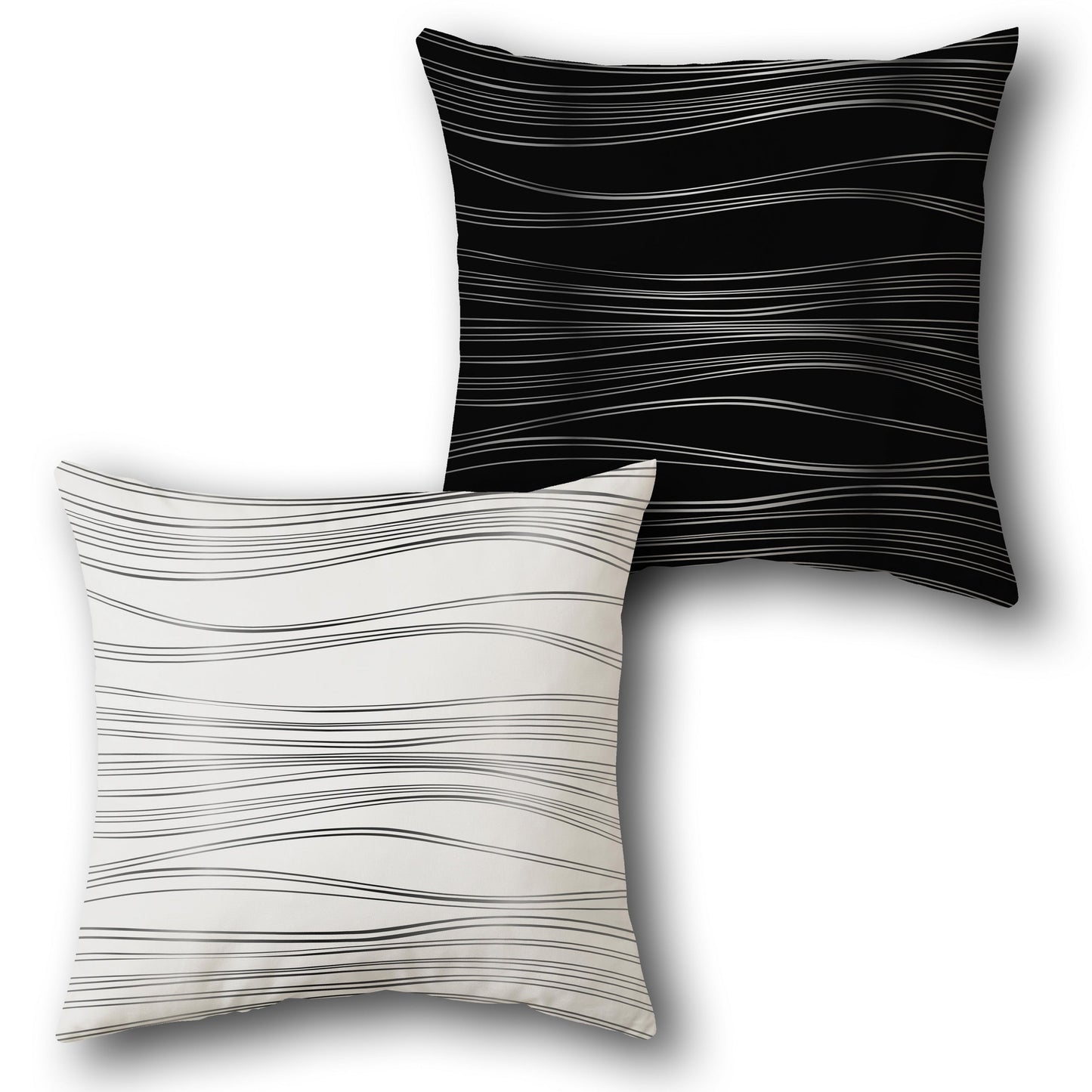 Black-White Wavy Serenity Cushion (Front & Back)