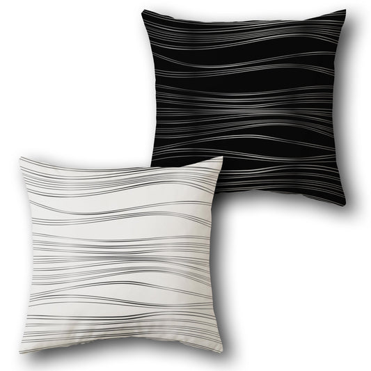 Black-White Wavy Serenity Cushion (Front & Back)