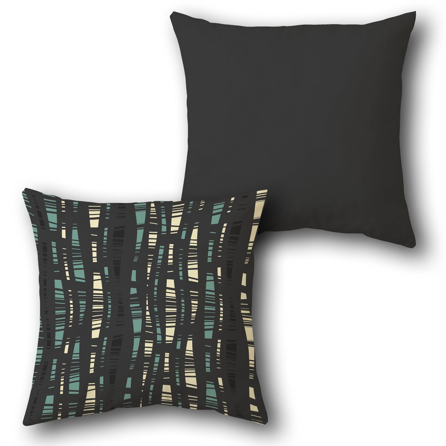 Black-Teal Abstract Fusion Cushion (Front & Back)