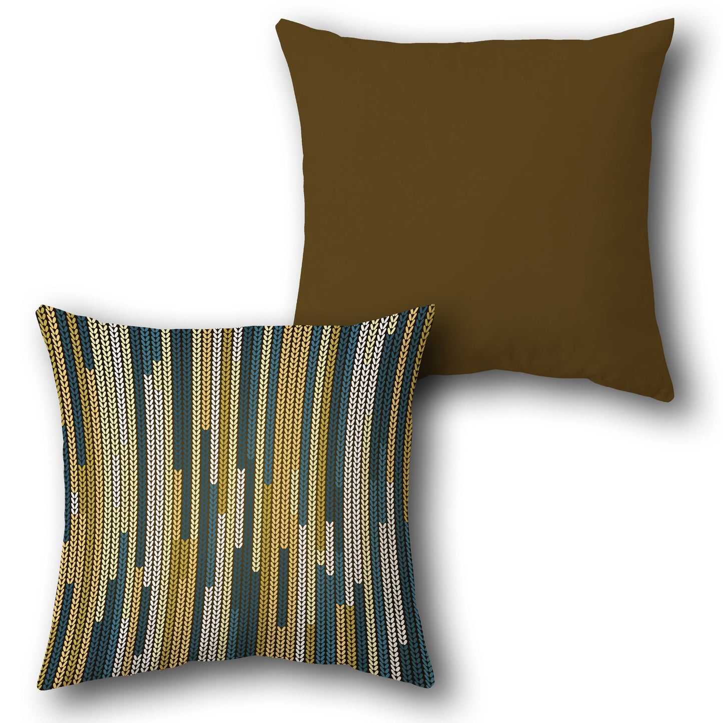 Brown-Multi Knitwave Cushion (Front & Back)