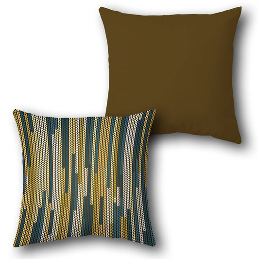 Brown-Multi Knitwave Cushion (Front & Back)