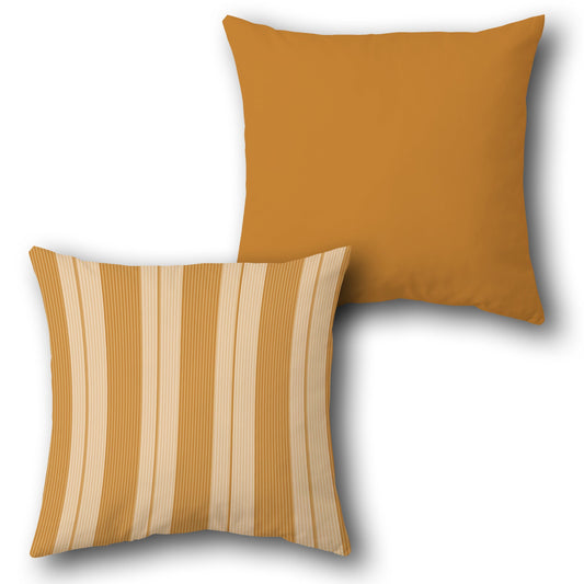 Orange-Cream Striped Warmth Cushion (Front & Back)