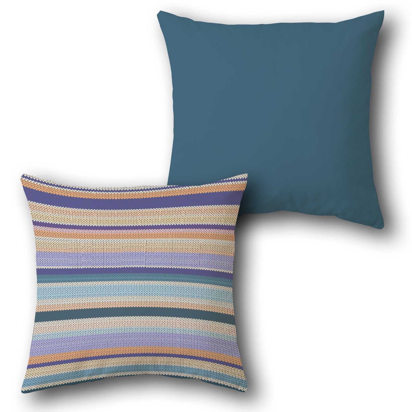 Teal-Multi Knitstripe Cushion (Front & Back)