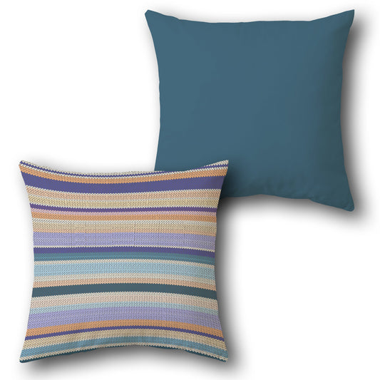 Teal-Multi Knitstripe Cushion (Front & Back)